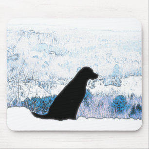 Felt mit Herz - Schwarzer Hund - Schwarzes Labor Mousepad