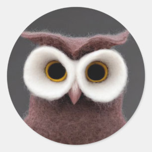 Felt Owl Classic Round Aufkleber
