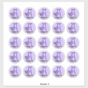 Felt Style Lavendel Monogram Rounds Aufkleber