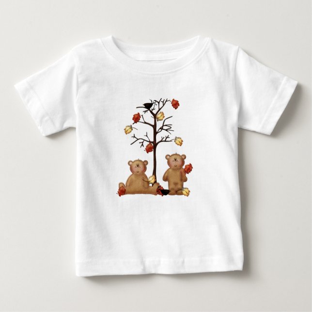 Felt teddy Bears unter einem Baum Baby T-shirt (Vorderseite)