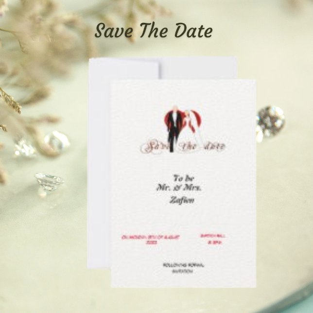 Felt White Paper Heart & Couple Save the Date Card (Von Creator hochgeladen)