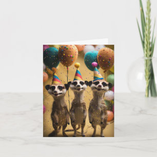 Felted Meerkats Birthday Card mit Ballons Karte