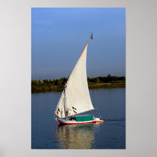 Felucca segelt entlang des Nils - Assuan, Ägypten Poster