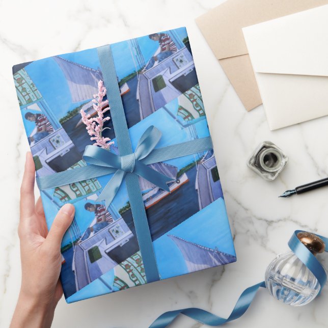 Feluccas auf dem Nil Gemälde von Alfred Fox Geschenkpapier (Schenken)