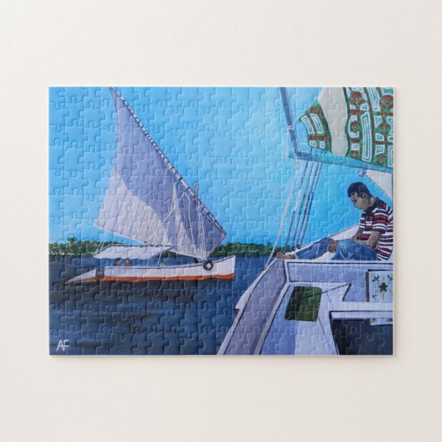 Feluccas auf dem Nil Gemälde von Alfred Fox Puzzle (Horizontal)