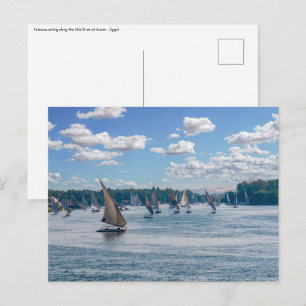 Feluccas, die entlang des Nils segeln - Assuan, Äg Postkarte