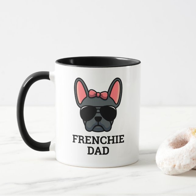 Female Blue French Bulldog Frenchie Dog Vater Tasse (Mit Donut)