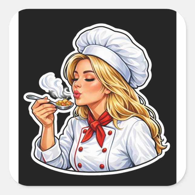 Female Chef Illustration Sticker (Vorderseite)