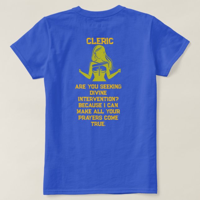 Female Cleric Seeking T-Shirt (Design Rückseite)