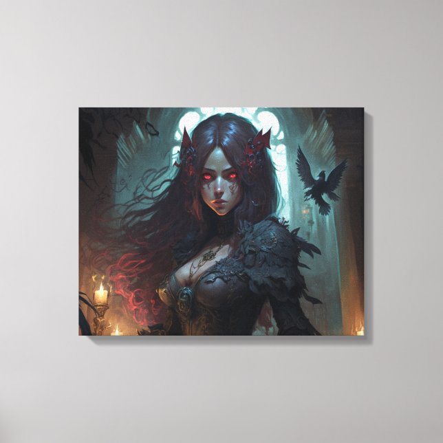 Female Dark Fantasy Anime Leinwand Kunst, Dichtung (Vorderseite)