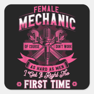 Female Diesel Mechanic Female Mechanic Quadratischer Aufkleber