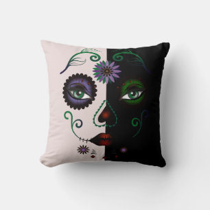 Female Face Pillow - Face Skull Abstrakt Kissen