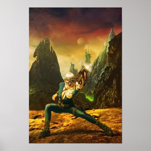Female Fighter auf seltsamem Planeten Poster (Vorne)