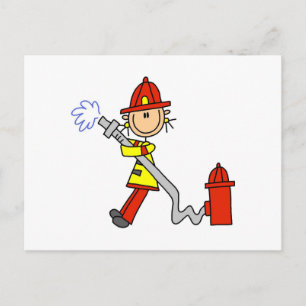 Female Firefighter With Hose T-shirts and Ohrts Postkarte