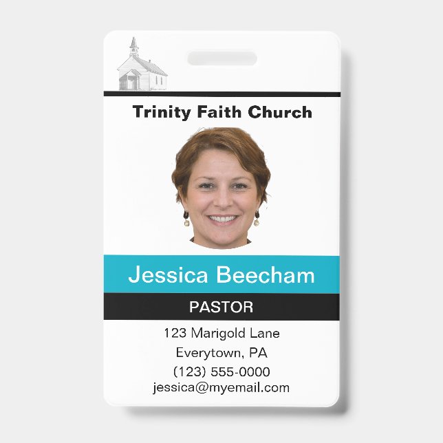 Female Pastor Custom Badge Ausweis (Vorderseite)