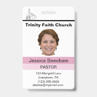 Female Pastor Custom ID Badge Ausweis