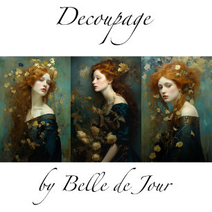 Female portrait Art Nouveau gold accents Decoupage Geschenkpapier Set
