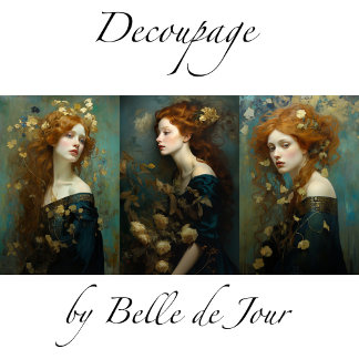 Female portrait Art Nouveau gold accents Decoupage Geschenkpapier Set