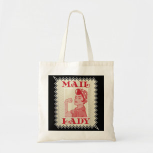 Female Postal Worker Mail Lady Stamp Tragetasche