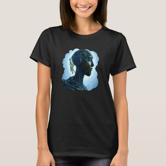 Female Robot Sci Fi Cyborg Unique Futuristic Digit T-Shirt (Vorderseite)