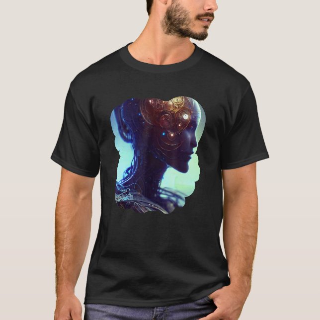 Female Robot Sci Fi Cyborg Unique Futuristic Digit T-Shirt (Vorderseite)