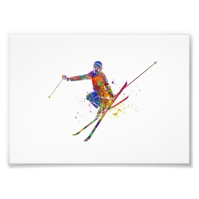 Female skier in watercolor fotodruck (Vorne)
