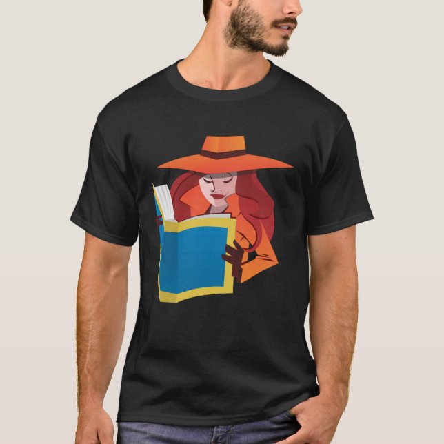 Female Spying Reading Book Read Woman Girl T-Shirt (Vorderseite)