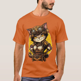 Female Steampunk Mechanic Cat  T-Shirt