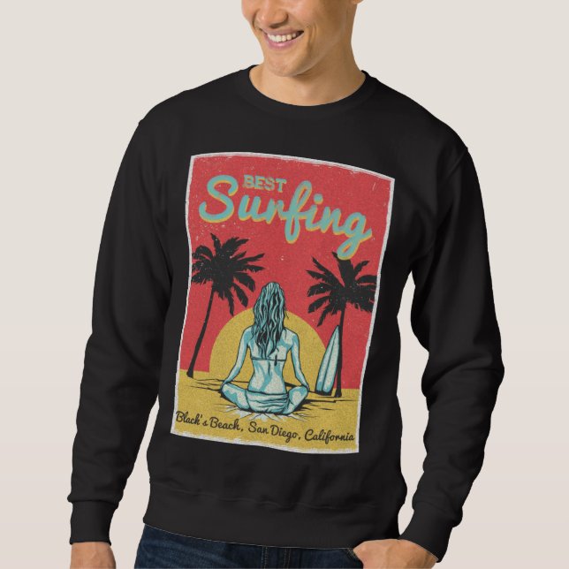 Female Surfer Black s Beach San Diego California Sweatshirt (Vorderseite)