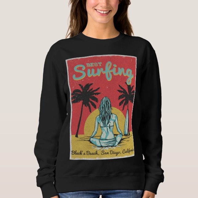 Female Surfer Black s Beach San Diego California Sweatshirt (Vorderseite)