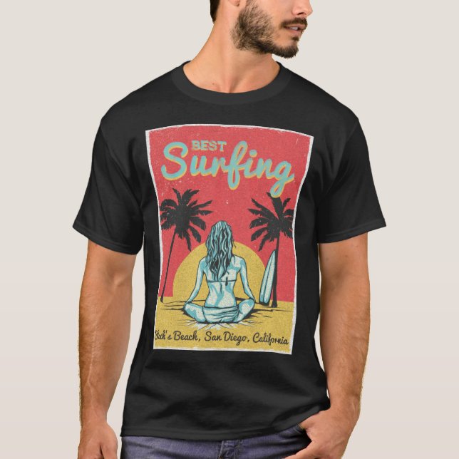 Female Surfer Black s Beach San Diego California T-Shirt (Vorderseite)