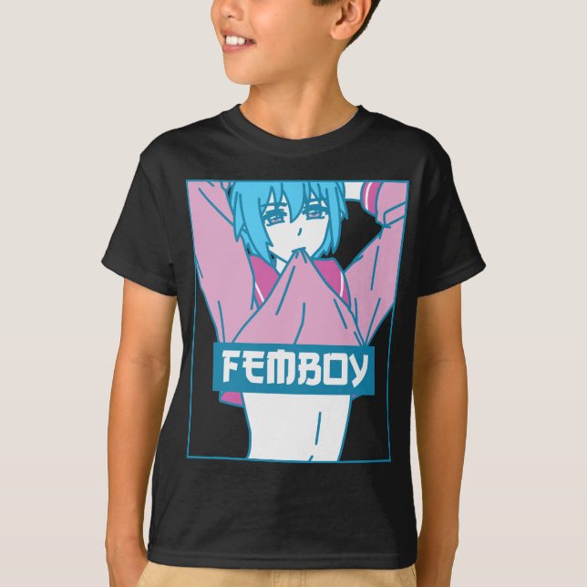 Femboy Aesthetic Pastel Yaoi Anime Boy Crossdressi T-Shirt (Vorderseite)