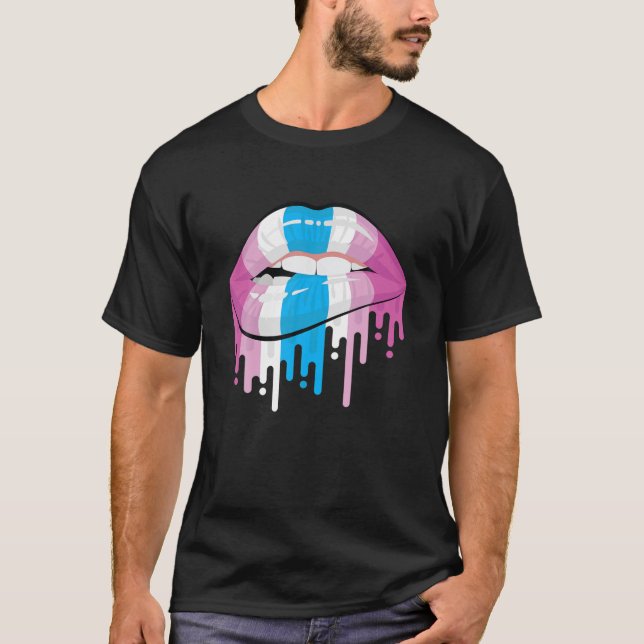 Femboy Lip Bite Aesthetic Crossdressing T-Shirt (Vorderseite)