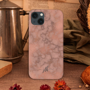 Femiknine Rose Marmor und Metallic mit Monogramm Case-Mate iPhone Hülle