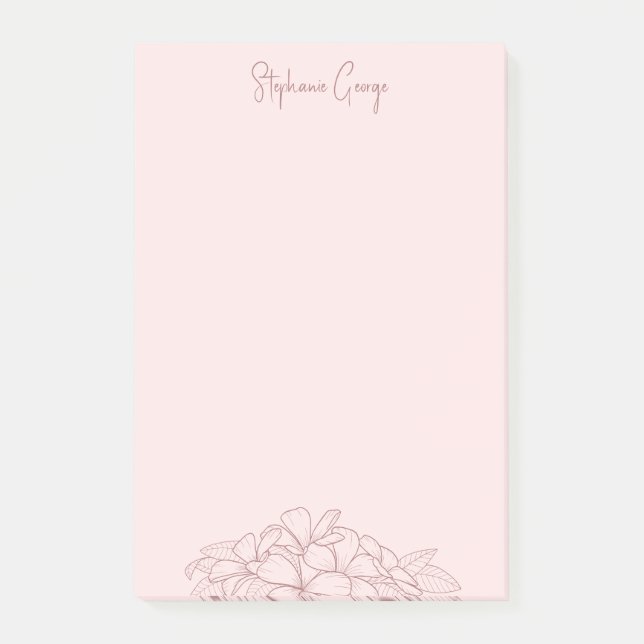 feminin pink, einfach blumenminimal botanisch post-it klebezettel (Vorderseite)