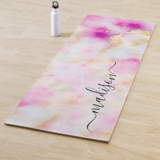 Feminine Abstrakt Watercolor Pink Gold Individuell Yogamatte