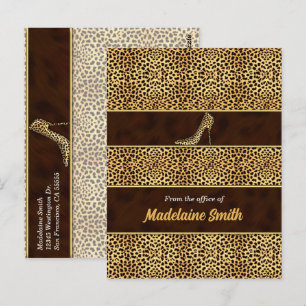 Feminine and Classy Cheetah Print and Stiletto Postkarte