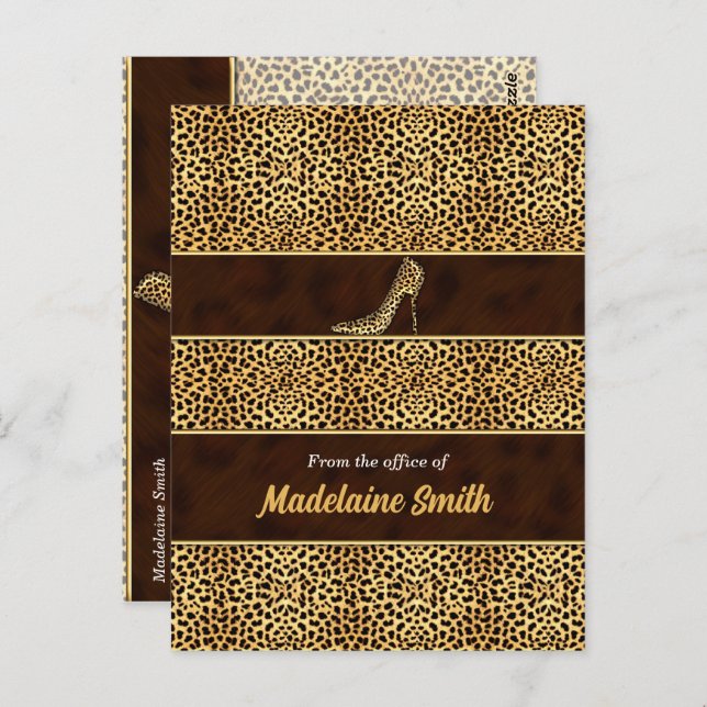 Feminine and Classy Cheetah Print and Stiletto Postkarte (Vorne/Hinten)