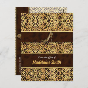 Feminine and Classy Cheetah Print and Stiletto Postkarte