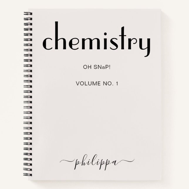 Feminine Beige Black Personalisiert Chemist-Notebo Notizbuch (Vorderseite)