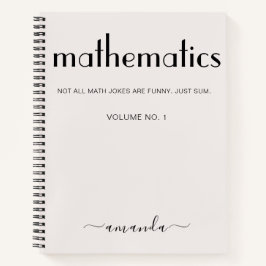 Feminine Beige Personalisierte Mathematik Notizbuch
