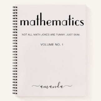 Feminine Beige Personalisierte Mathematik Notizbuch