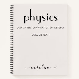 Feminine Beige Schwarze Personalisierte Physik Notizbuch