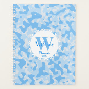 Feminine Blue Camouflage Monogram Design Planer