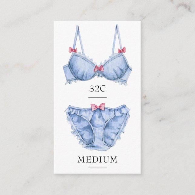 Feminine Blue Lingerie Size Insert Card (Vorderseite)