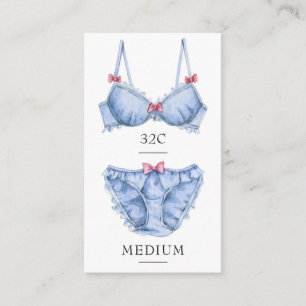Feminine Blue Lingerie Size Insert Card