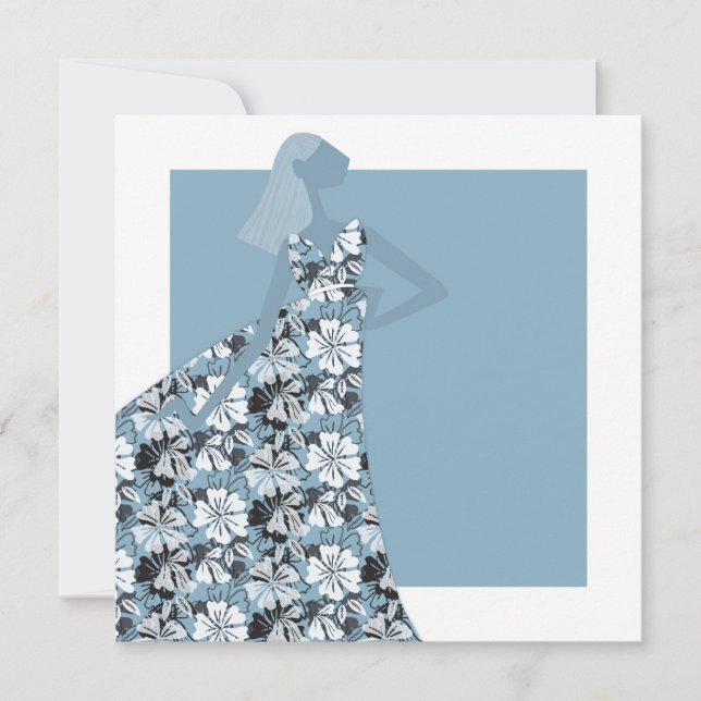 Feminine Blumengarten Party Mode Illustration Einladung (Vorderseite)