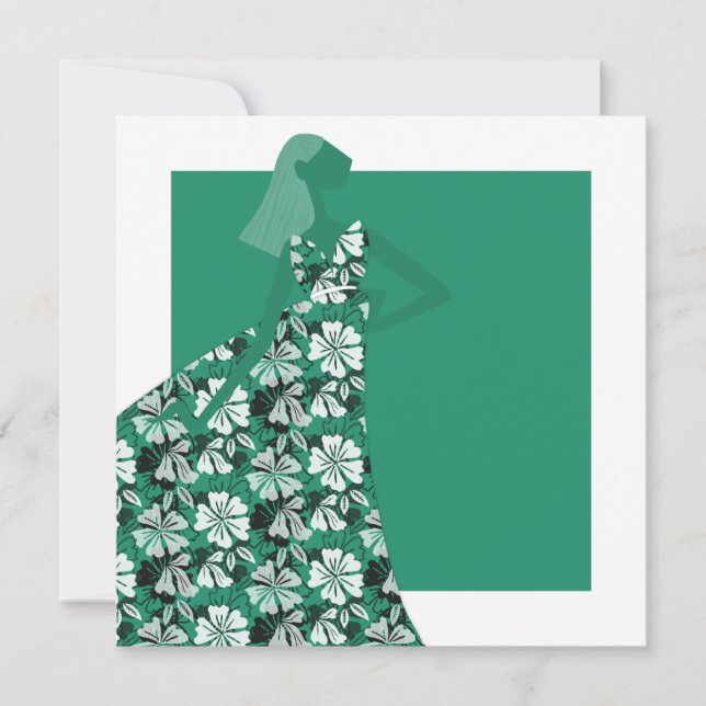 Feminine Blumengarten Party Mode Illustration Einladung (Vorderseite)