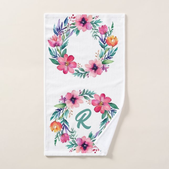 Feminine Blumenmonogramm Handtuch (Handtuch)