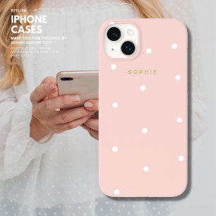 Feminine Blush Pink Polka Dots iPhone Case